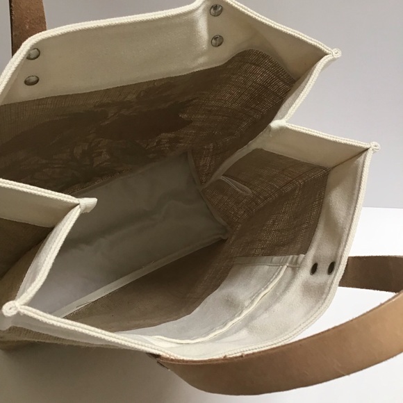 Brighton Lovebirds Floral Jute Canvas w/Leather Handles Tote Bag NEW - Picture 10 of 16